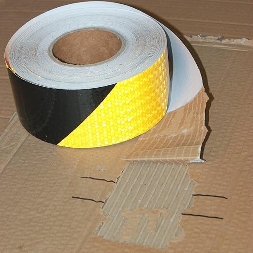 Yellow Black Reflective Tape Outdoor Waterproof 3 inch X 166 feet, High Visibility Hazard Conspicuity Safety Industrial Marking Tape