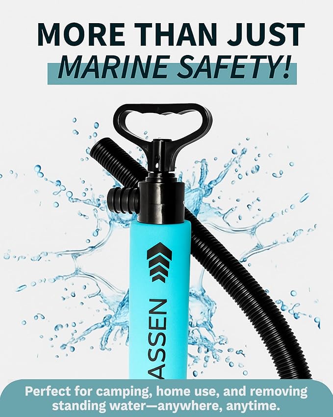 Manual Bilge Pump for Boats, Kayak Portable Hand Pumps for Water Removal - Long Hose Marine Safety Equipment Must Haves, Emergency Tool Home & Outdoors