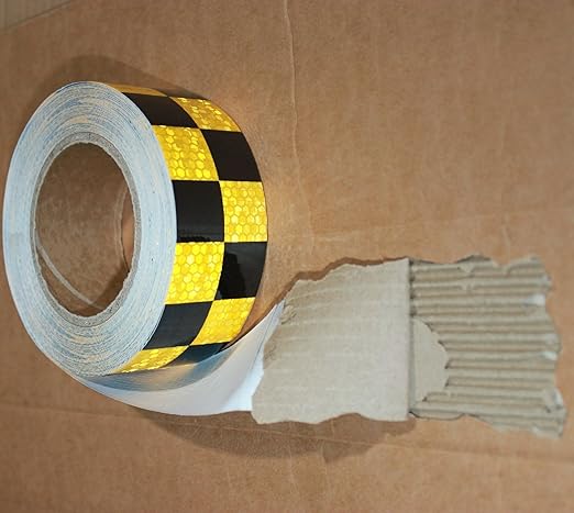 Reflective Tape Yellow Black 2 Inch x 168 Feet, Outdoor Waterproof Warning Reflector, Night Safety Stickers for Car Bicycles