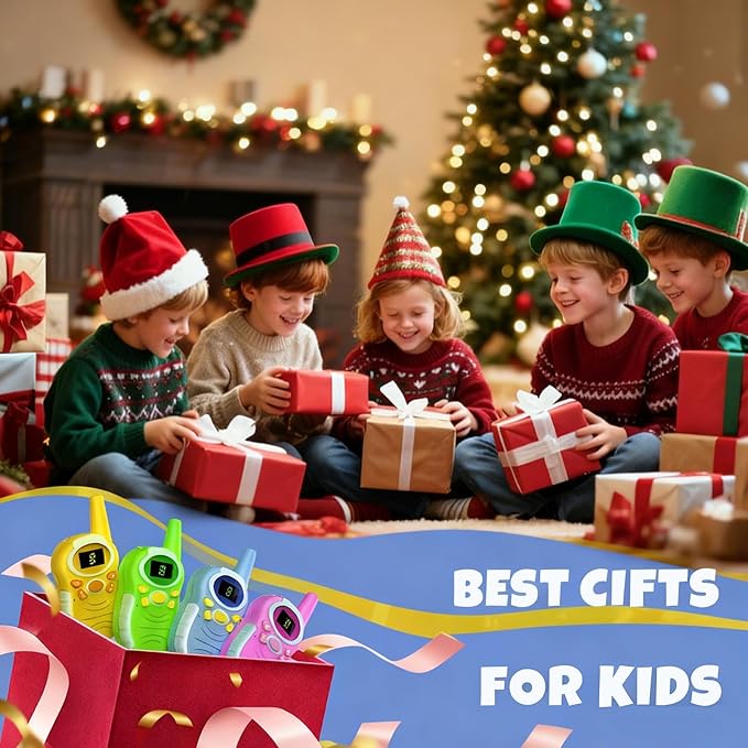 Walkie Talkies for Kids 2 Pack - Boys Girls Christmas Toys Birthday Gifts for Age 4-6 6-8 Year Old Kid Presents - Rechargeable Long Range 2 Way Radio Flashlight Blue Outdoor Toy Camping Hiking