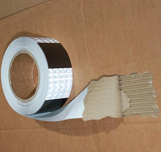 Black White Reflective Tape 2 inch X 166 feet, Outdoor Waterproof Hazard Conspicuity Warning Industrial Marking Tape