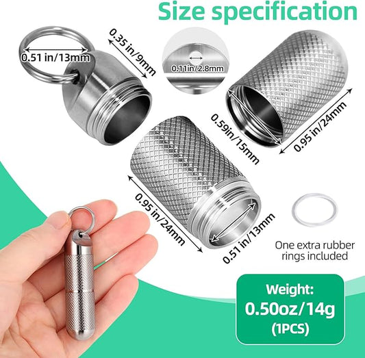 Titanium Keychain Pill Holder Waterproof Lightweight Portable Pocket Mini Pill Case for Emergency Medicine Travel Fits Daily Purse Wallet Small Pill Box Containers (Medium(2 Separate Compartments))