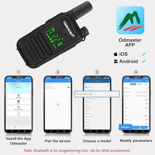 TIDRADIO TD-M11 Walkie Talkies Waterproof IP67,Long Range Two Way Radio with USC-C & Base Charging,NOAA Weather Radio,APP Programmable,2 Way Radio for Adults,Business School Church Restaurant -20 Pack
