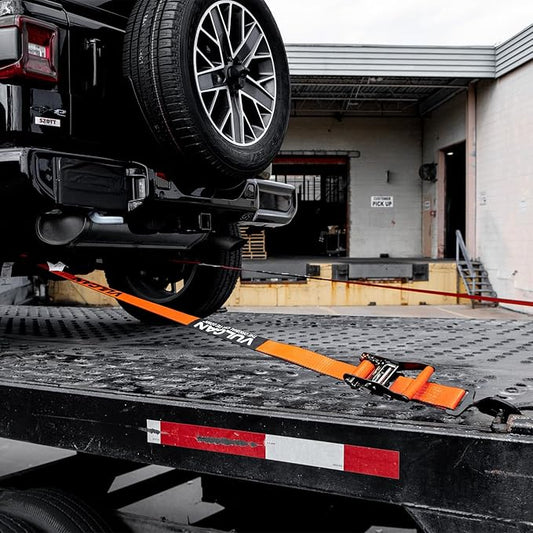 VULCAN Complete Axle Strap Tie Down Kit s - PROSeries - Includes (4) 22 Inch Axle Straps, (4) 36 Inch Axle Straps, and (4) 8' Snap Hook Ratchet Straps