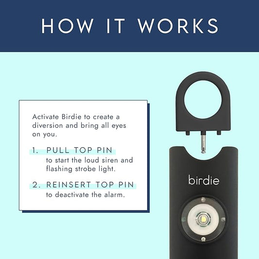 She’s Birdie–The Original Personal Safety Alarm for Women by Women–Loud Siren, Strobe Light and Key Chain in a Variety of Colors (Charcoal)
