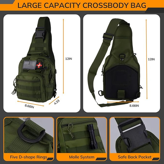 Survival Kit, 250pcs Survival Tools Tactical Gear and Trauma Bag, Survival First Aid Kit with Molle Crossbody Bag & Emergency Tent for Earthquake, Bug Out, Outdoor Adventure, Gifts for Christmas Men