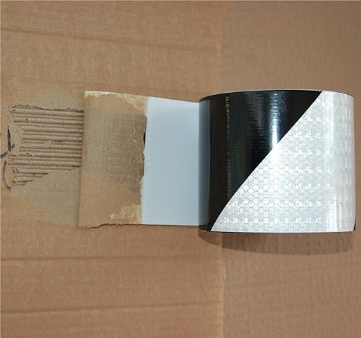 Black White Reflective Tape 4 inch X 66 feet, Outdoor Waterproof Hazard Conspicuity Warning Industrial Marking Tape