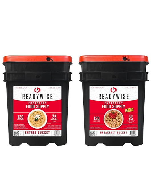 ReadyWise Emergency Food Supply - 4320 Servings, 36 Buckets, Freeze Dried & Dehydrated Package of Long Term Meals, Survival Kit for Camping, Prepper Food Storage Supplies, up to 25 Year Shelf Life