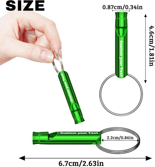 20 Pcs Custom Emergency Whistles with Keychains, Personalized Loud Safety Survival Whistle Engraved with Name/Text, Bulk Whistles for Outdoor Sports, Camping, Hiking, Boating, Hunting