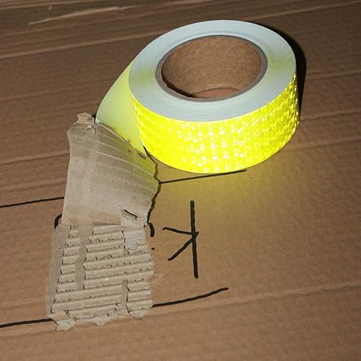 Industrial Reflective Tape Fluorescent Yellow 2 inch Wide, Outdoor Waterproof Hazard Conspicuity Warning Marking Tape (66 feet)