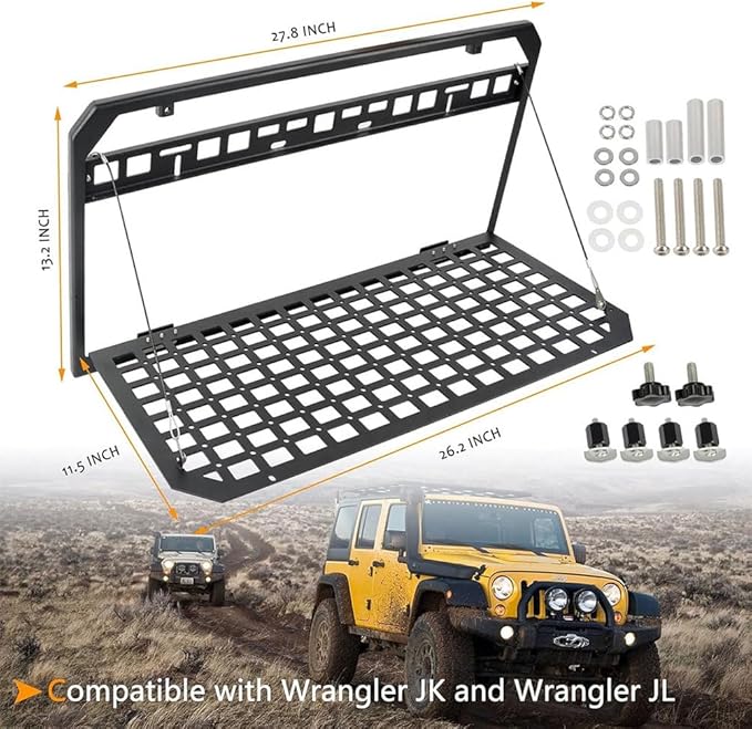 Tailgate Table Foldable Rear Cargo Shelf, Drop Down Tailgate Table, Aluminium Alloy Tailgate Tactical Molle Panel,Foldable Table Cargo Shelf Storage Cargo Luggage Holder Carrier