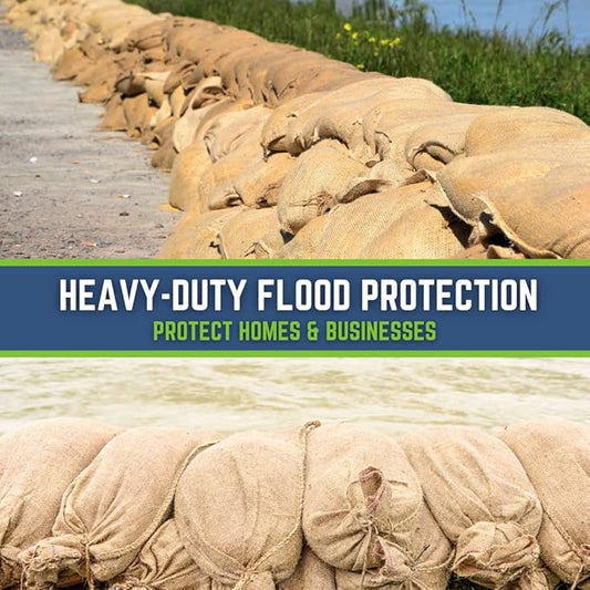 DURASACK Heavy Duty Burlap Sand Bags with Tie Strings Empty Sand-Bags for Flooding and Erosion Control, 14x26 inches, Pack of 10