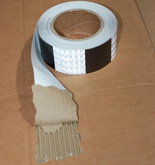 Black White Reflective Tape 2 inch X 66 feet, Outdoor Waterproof Hazard Conspicuity Warning Industrial Marking Tape