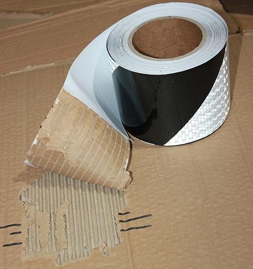 Black and White Reflector Tape 4 Inch x 68 Feet, Outdoor Waterproof High Visibility Stickers, High Intensity Strips