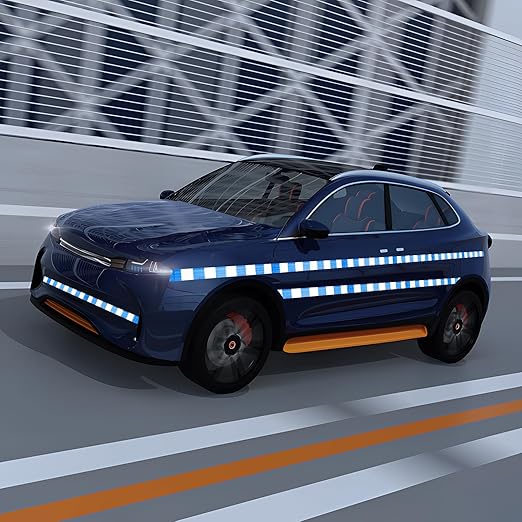 Reflective Tape Blue White 2 Inch x 68 Feet, Outdoor Waterproof Warning Reflector, Night Safety Stickers for Vehicles