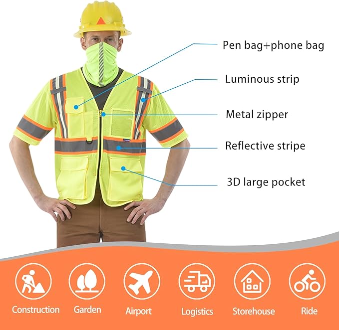 AYKRM Custom Logo Personalised Printed High Visibility Reflective 2 two tone work construction Safety Vest