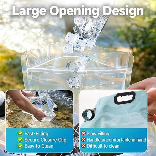 Rocalt 2 Pack Collapsible Water Container, 2.1Gallon BPA Free Water Storage Carrier Jug with Spigot, Foldable Camping Portable Water Bag with Wide Filler Opening for Hiking, Survival & Emergency