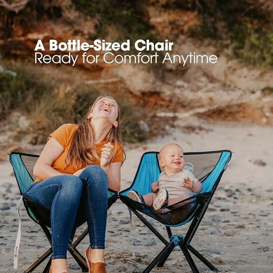 CLIQ Portable Chair Version 1.0 - Lightweight Folding Chair for Camping - Supports 300 Lbs - Perfect for Outdoor Adventures - Black Bundle
