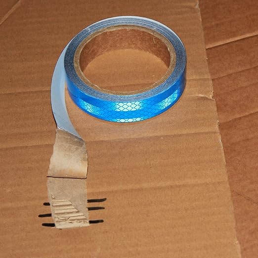 Industrial Non Fading Reflective Tape Blue 1 inch Wide, Outdoor Waterproof High Visibility Safety Adhesive Reflector Strips (16 feet)