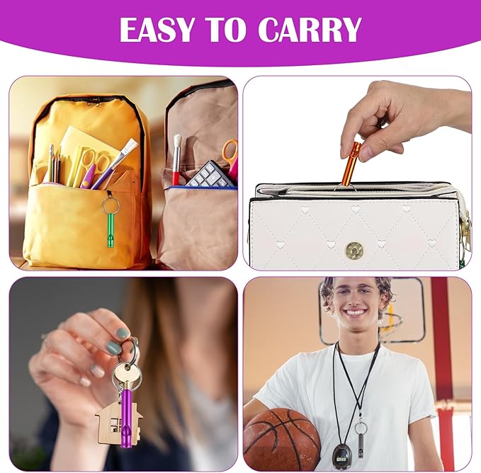 120 Pieces Aluminum Emergency Whistle, Kids Safety Whistle With Keychain, Whistles For Adults Emergency, 6 Colors Hiking Whistle Survival Whistle, For Camping, Hiking, Boating, Hunting, Fishing