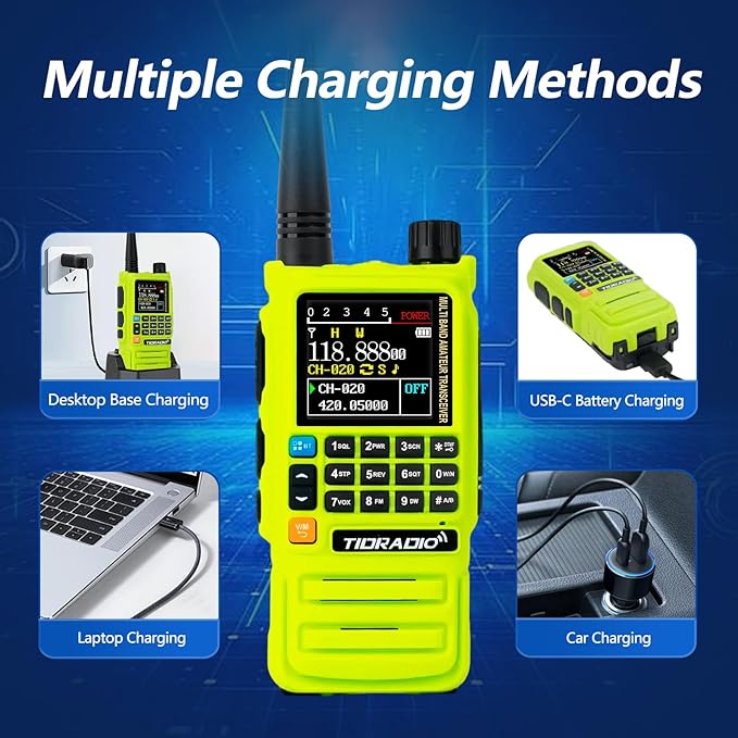 TIDRADIO TD-H3 Plus GMRS Radios Long Range Walkie Talkies USB-C Charging & Wireless Programming Multi-Band Rechargeable Two Way Radio 2500mAh Battery AM/FM NOAA DTMF VOX Frequency Copy -2 Pack Green