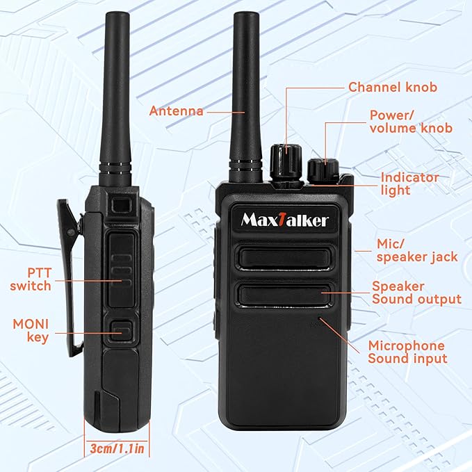 MT-5X Walkie Talkies Long Range for Adults, FRS Radios Walkie Talkie with Conduit Earpiece, Walkie Talkies Rechargeable Type-C Charging Battery, Two Way Radio for Hiking, School(10 Pack)