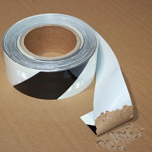 Reflective Tape Black White 2 inch Wide for Cars, Outdoor Waterproof High Visibility Safety Warning Adhesive Strips (66 feet)