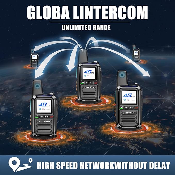 Global Lifetime Free Rapid Walkie Talkies Unlimited Range 4G LTE PoC(Push-to-Talk Over Cellular) Radios Nationwide PTT Two Way Radios Long Distance for Family, Logistics, Company (2 to 5 PCS, 3)