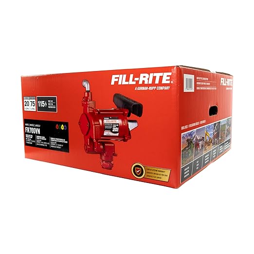 Fill-Rite FR700VN 115V 20 GPM Fuel Transfer Pump (Pump Only Model) | For Gasoline, Diesel, Kerosene, Ethanol Blends, Methanol Blends & Biodiesel up to B20