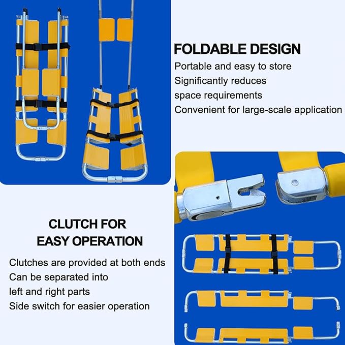 Lightweight Adjustable Medical Folding Stretcher Bed - Foldable Design Supports Up to 400 Lbs for Patient Transport & Rescue - Portable Emergency Stretcher for First Responders