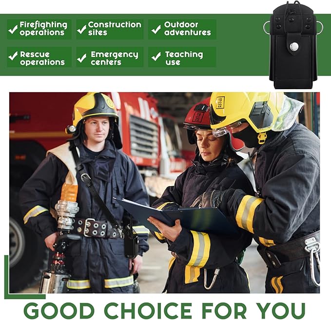 Eccliy Radio Strap Firefighter Leather Radio Holster EMS EMT Bundle Set with Belt, Strap, Anti-sway Tape for Firefighters, EMT, Police, Search and Rescue