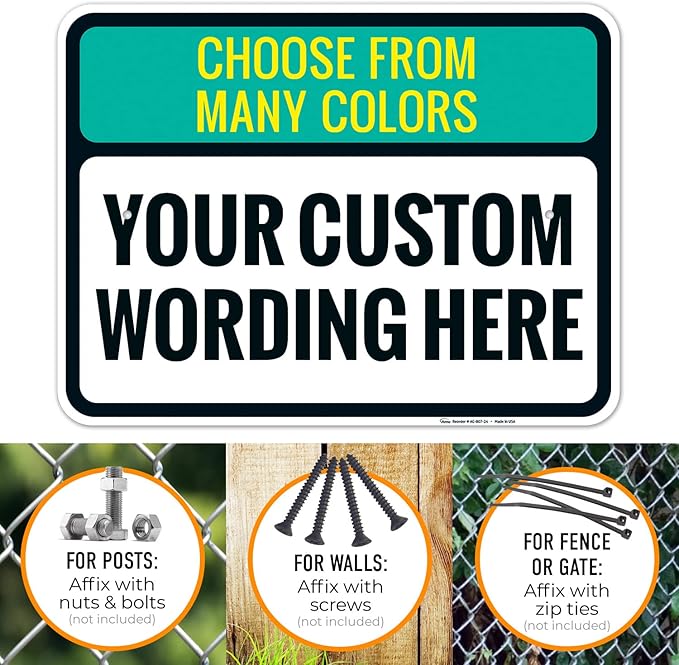 Custom Personalized Signs For Home, Office, Business, Delivery, Decor, Indoor/Outdoor Use Black Border Sign, 18x24 Aluminum Inches, Rust Free .063 Aluminum, Fade Resistant, Made in USA