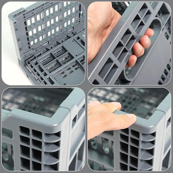 Collapsible Storage Bin/Containe, Transfer box,crate Transit storage of various items (Gray 23.6" L x 15.7" W x 8.6" H-two)