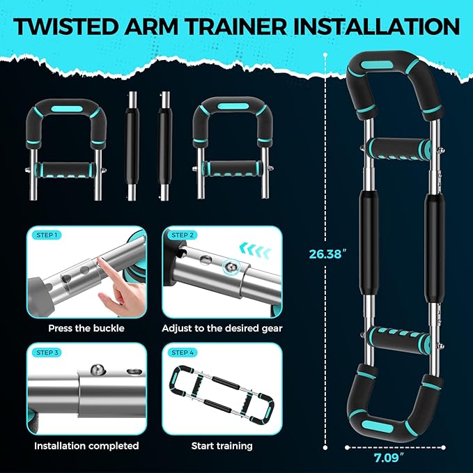 Twister Arm Trainer, Adjustable 5 Resistance Levels (40-130 lbs) Chest & Arm Workout Equipment for Men & Women, Ergonomic Home Gym Strength Trainer with Anti-Slip Handles & Carry Bag