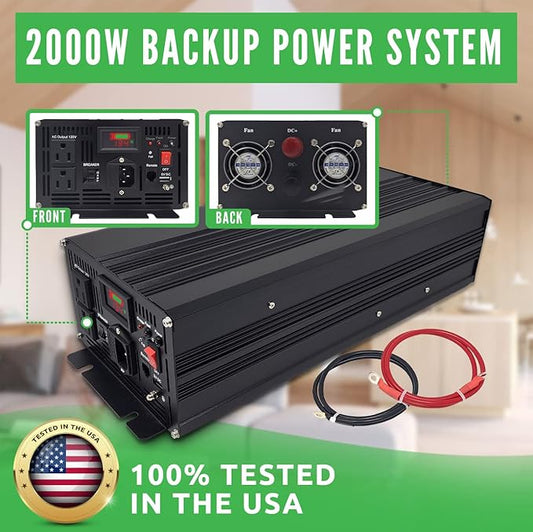 PumpSpy 2000W Sump Pump Battery Backup System, Safe Back Up System for Emergency and Power Outage, Superior Home Silent Sump Pump Backup Power Supply with Intelligent Cooling