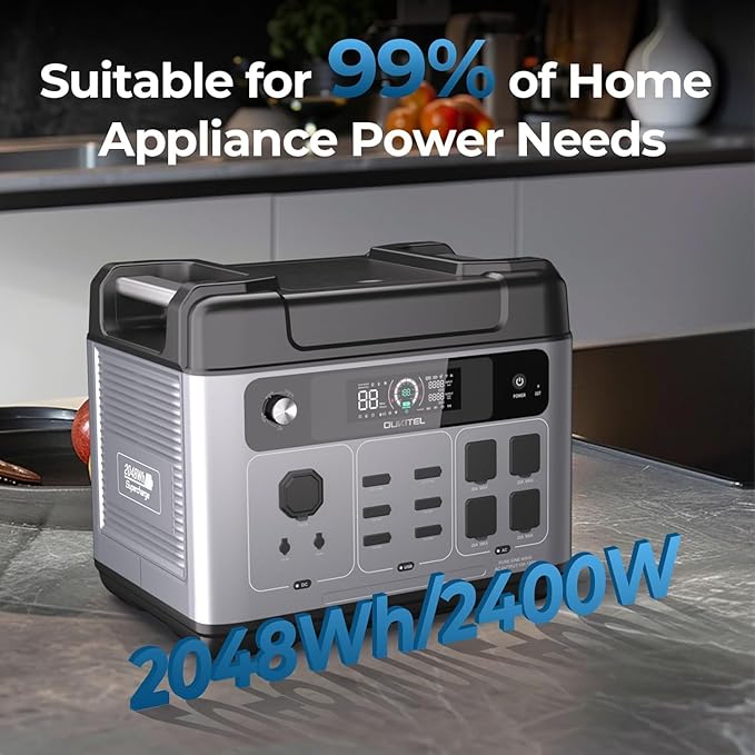 OUKITEL Portable Power Station 2048Wh, 2400W (5000W Surge), Pure Sine Wave AC Outlet, LiFePO4 Battery for Home Backup, Outdoors Camping,Christmas gifts