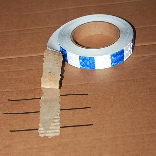 Reflective Tape Blue White 1 Inch x 68 Feet, Outdoor Waterproof Warning Reflector, Night Safety Stickers for Vehicles