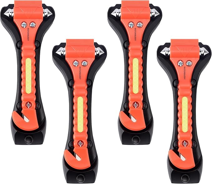 4-Pack Emergency Escape Hammer Seat Belt Cutter,Auto Car Safety Hammer with Window Glass Breaker,Escape Tool for Car Accidents
