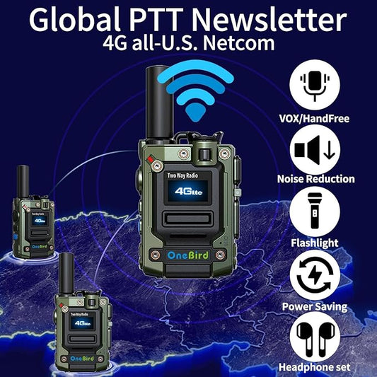 Global-walkie-Talkie-Unlimited-Range-radios-Long Range walkie talkies Cards-radios Unlimited Range with sim Cards-Out of State walkie-Talkie ptt Button-Two Way Talk Talkie-2Pack Dark Green