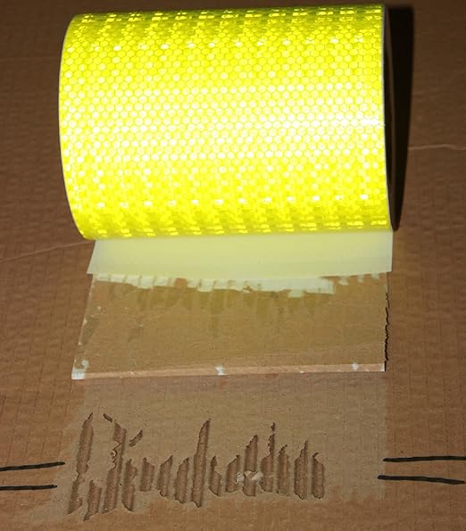 Fluorescent Yellow Reflective Tape Outdoor Waterproof 8 inch High Visibility Hazard Conspicuity Safety Industrial Marking Tape (66 feet)