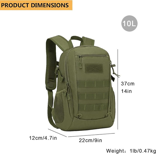 ArcEnCiel 10L/20L Mini X-Small Tactical Backpack MOLLE Daypack Gear Pack Camping Bag with Patch