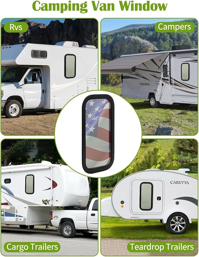 12"x35" Fixed RV Window | DOT & E-Mark Certified Tempered Glass, Aluminum Frame, 1.56" Thickness | Versatile Install, All-Weather, Energy-Efficient, Complete Kit