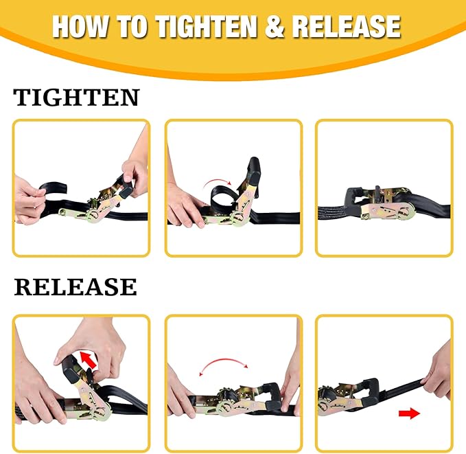 Endless Retractable Ratchet Straps 1650 lb Break Strength 2in x 10 Ft (No Hooks) Tie Down Kit Set Car Cargo Strap for Securing Stuff