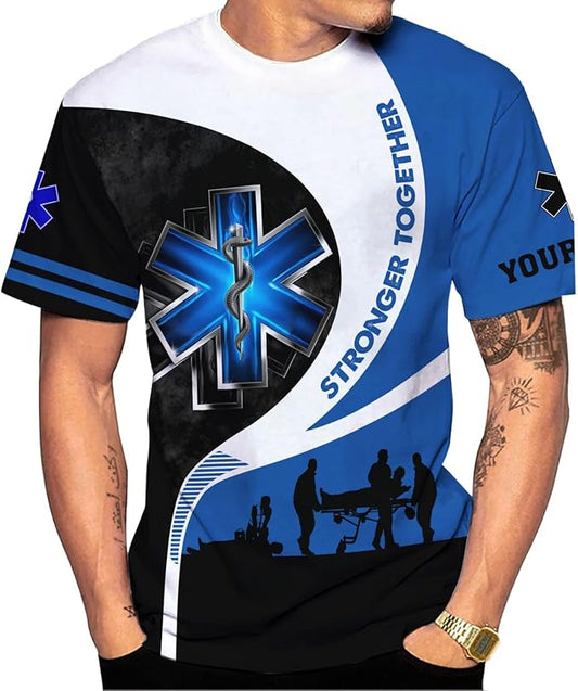 Personalized EMT 3D Shirt, EMT 3D Hoodie, 3D EMS Hoodies for Men, Medical Uniforms EMS Shirt, Emergency Medical Service Shirt