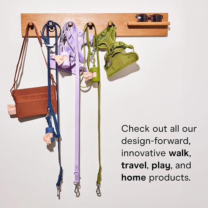Wild One Dog Poop Bag Holder and Dispenser with Leash Attachment, Leak Proof, Easy Twist Top for Refills, Includes 1 Roll Bags, Lilac