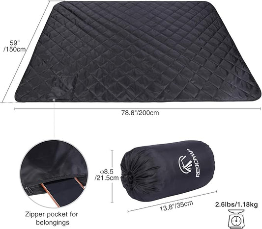 REDCAMP Large Camping Blanket with Sherpa Lining, Cold Weather Warm Outdoor Blanket Windproof for Camping Stadium, Hiking, Machine Washable (59"x 79")