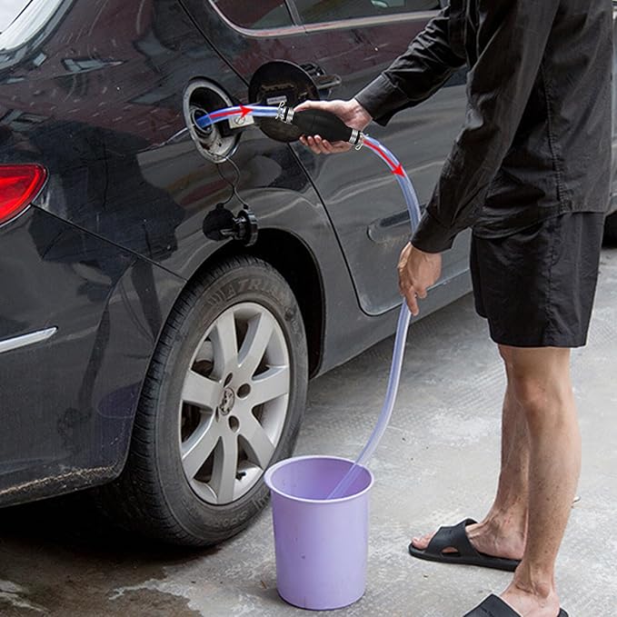 Hand Oil Sucker Pump Manual Siphon for Gasoline Fuel Transfer with One-way Valve Rubber Bulb Design for Fish Tank Water Petrol Oil and Emergency Use