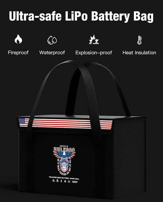 12V 100Ah LiFePO4 Lithium Battery Fireproof Safe Bag Large Capacity Explosion-Proof Container LiPO Guard Protective Case Waterproof Storage Box(14 * 9.5 * 7.8inch)