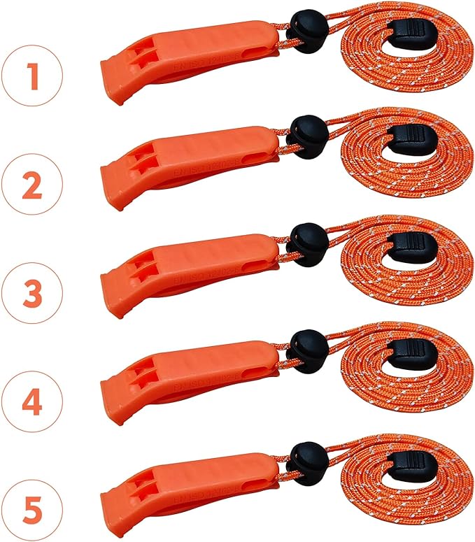 Emergency Whistle, 120db Safety Whistle Survival Shrill Loud for Camping Hiking Hunting Boating Fishing Life Vest Jacket Rescue Signaling Kids Lifeguard 5 Pack