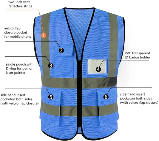 Tydon Guardian Reflective Safety Vest for Women Men High Visibility Security With Pocket Zipper Front Meet ANSI/ISEA Standard